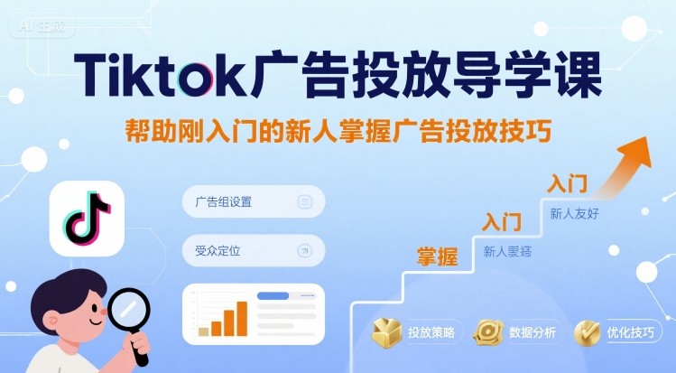 Tiktok广告投放导学课，帮助刚入门的新人掌握广告投放技巧-小宇资源站