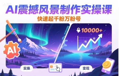 AI震撼风景制作实操课，快速起千粉万粉号-小宇资源站