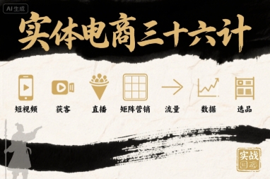 实体电商三十六计，短视频-获客-直播-矩阵营销-流量-数据-选品-小宇资源站