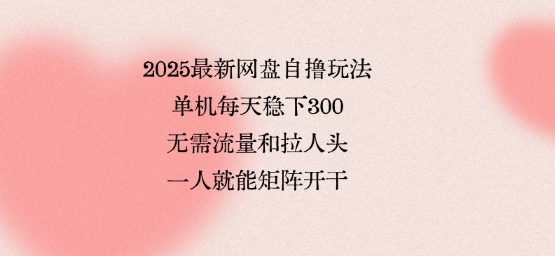 2025最新网盘自撸玩法，单机每天稳下3张，无需流量和拉人头，一个人就可轻松矩阵，全网独一份【揭秘】-小宇资源站