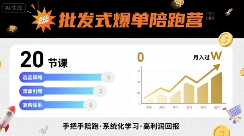 批发式爆单陪跑营，20节课带你实现批发式爆单，带你经松月入过W-小宇资源站