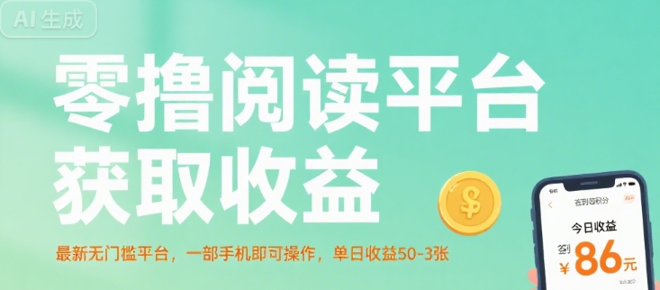 零撸阅读平台获取收益，最新无门槛平台，一部手机即可操作，单日收益50-3张【揭秘】-小宇资源站