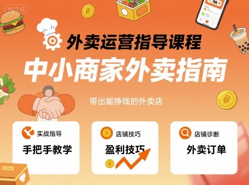 外卖运营指导课程，中小商家外卖指南，手把手带出能挣钱的外卖店-小宇资源站