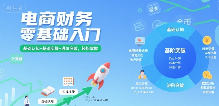 电商财务零基础入门，基础认知+基础实操+进阶突破，轻松掌握-小宇资源站