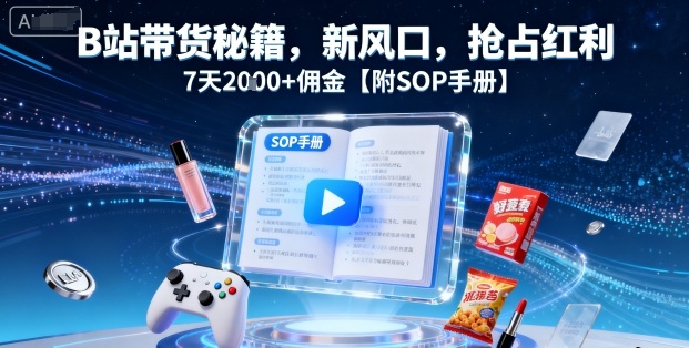 B站带货秘籍，新风口，抢占红利，7天2k+佣金【附SOP手册】-小宇资源站