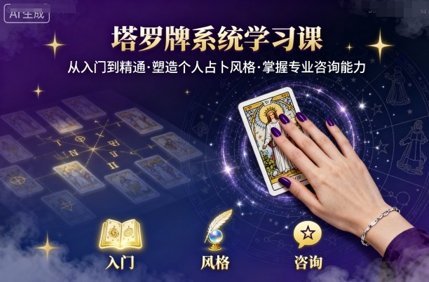 塔罗牌系统学习课，助你从入门到精通，塑造个人占卜风格，掌握专业咨询能力-小宇资源站