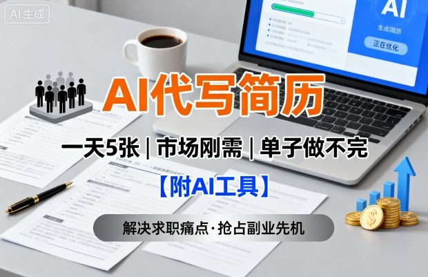 AI代写简历，一天5张，今年找工作难，市场刚需，单子做不完【附AI工具】-小宇资源站