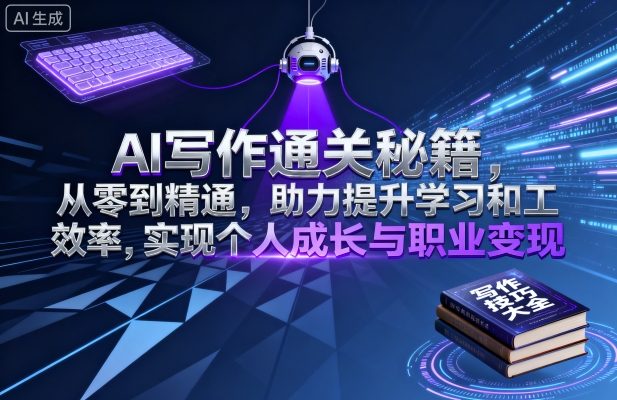 AI写作通关秘籍，从零到精通，助力提升学习和工作效率，实现个人成长与职业变现-小宇资源站