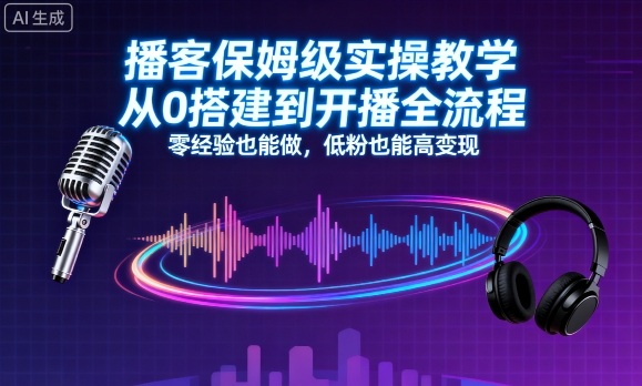 播客保姆级实操教学，从0搭建到开播全流程，零经验也能做，低粉也能高变现-小宇资源站