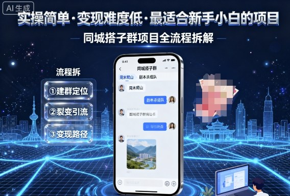 实操简单，变现难度低，最适合新手小白做的项目，每天轻松收入3张，同城搭子群项目全流程拆解-小宇资源站