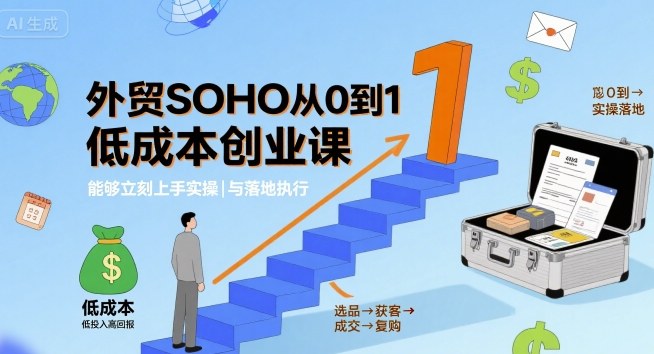 外贸SOHO从0到1低成本创业课，能够立刻上手实操与落地执行-小宇资源站