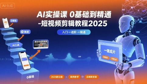 AI实操课0基础到精通-短视频剪辑教程2025-小宇资源站