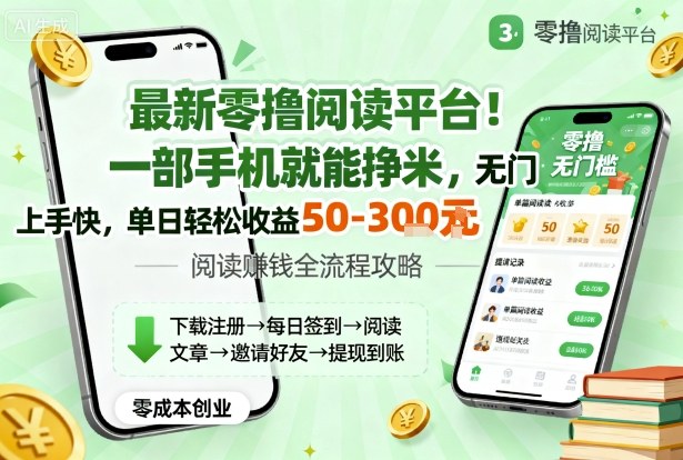 最新零撸阅读平台！一部手机就能挣米，无门槛上手快，单日轻松收益50-3张【揭秘】-小宇资源站