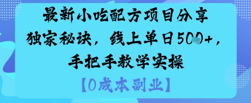 最新小吃配方项目分享独家秘诀，线上单日5张，手把手教学实操-小宇资源站
