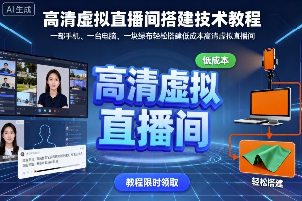 高清虚拟直播间搭建技术教程，一部手机、一台电脑、一块绿布轻松搭建低成本高清虚拟直播间-小宇资源站