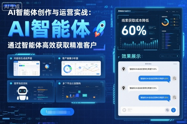AI智能体创作与运营实战，实体门店通过智能体高效获取精准客户-小宇资源站