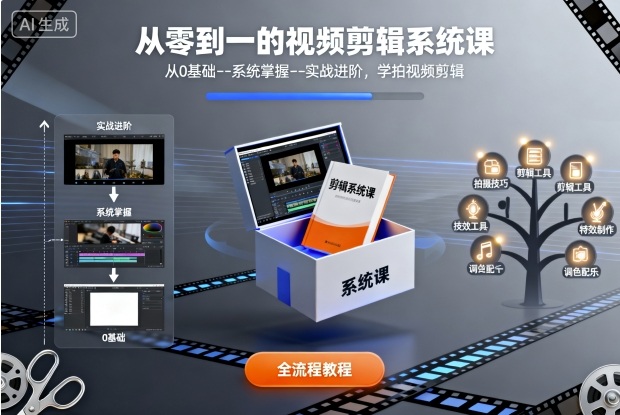 从零到一的视频剪辑系统课，从0基础–系统掌握–实战进阶，学拍视频剪辑-小宇资源站
