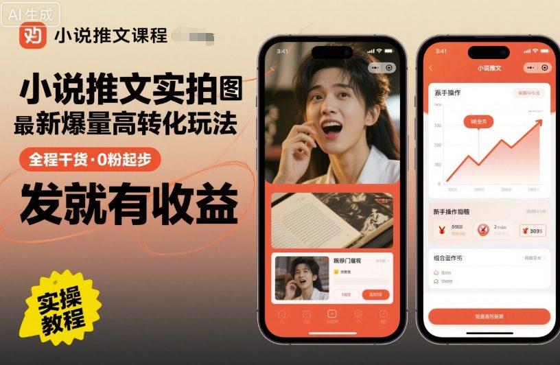 小说推文实拍双图文最新爆量高转化玩法，全程干货，0粉起步，发就有收益-小宇资源站