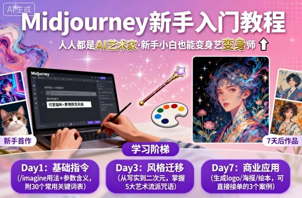 midjourney新手入门教程：人人都是AI艺术家，新手小白也能变身艺术大师-小宇资源站