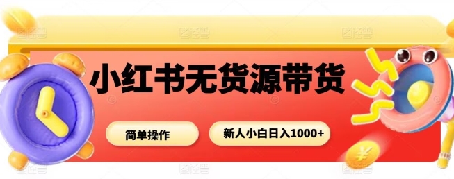 小红书无货源带货项目，简单无脑，新人小白日入多张-小宇资源站