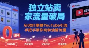 独立站卖家流量破局：从0到1掌握YouTube引流，手把手带你玩转油管流量-小宇资源站