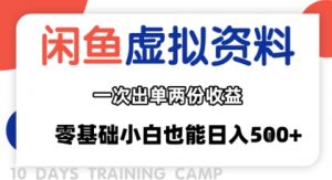 闲鱼虚拟资料新变现玩法,信息差项目,一次出单两份收益,无需囤货,可批量矩阵,零基础小白也能日入多张-小宇资源站