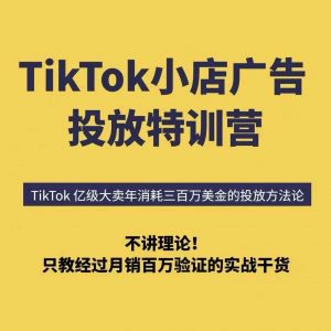 TikTok小店广告投放特训营，6天破局计划专治各种“投不动”，教你经过月销百万验证的实战干货-小宇资源站