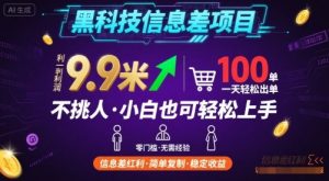 黑科技信息差项目，一单利润9.9米，一天简简单单出100单，不挑人，小白也可轻松上手【揭秘】-小宇资源站