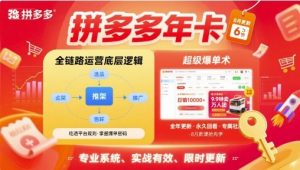 拼多多年卡【8月更新6节】拼多多全链路运营底层逻辑，超级爆单术-小宇资源站