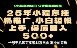 微信小程序挂G推广，解放双手，保底日入5张【揭秘】-小宇资源站