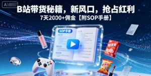 B站带货秘籍，新风口，抢占红利，7天2k+佣金【附SOP手册】-小宇资源站