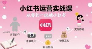 小红书运营实战课,从零到一玩賺小红书-小宇资源站