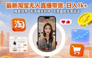 最新淘宝无人直播带货，日入1k+，独家技术，无违规无封号，无需露脸无需说话【揭秘】-小宇资源站
