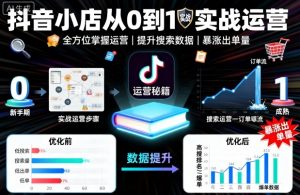 抖音小店从0到1实战运营，帮你全方位掌握小店运营，提升搜索数据与出单量-小宇资源站