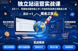 独立站运营实战课,从0到1,零基础也能快速上手,开启你的品牌出海掘金之旅-小宇资源站