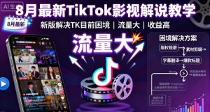 8月最新TikTok影视解说教学，新版解决TK目前困境，流量大，收益高-小宇资源站