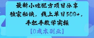 最新小吃配方项目分享独家秘诀，线上单日5张，手把手教学实操-小宇资源站
