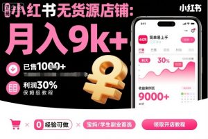 小红书无货源店铺项目,简单易上手,月入9k+,保姆级教程-小宇资源站